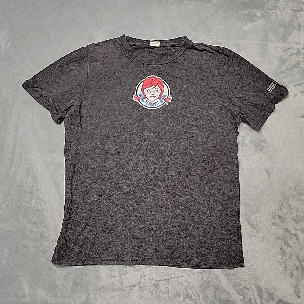 Wendy's Graphic T Shirt Mens L Charcoal Grey NCAA Official Hamburger NCAA
